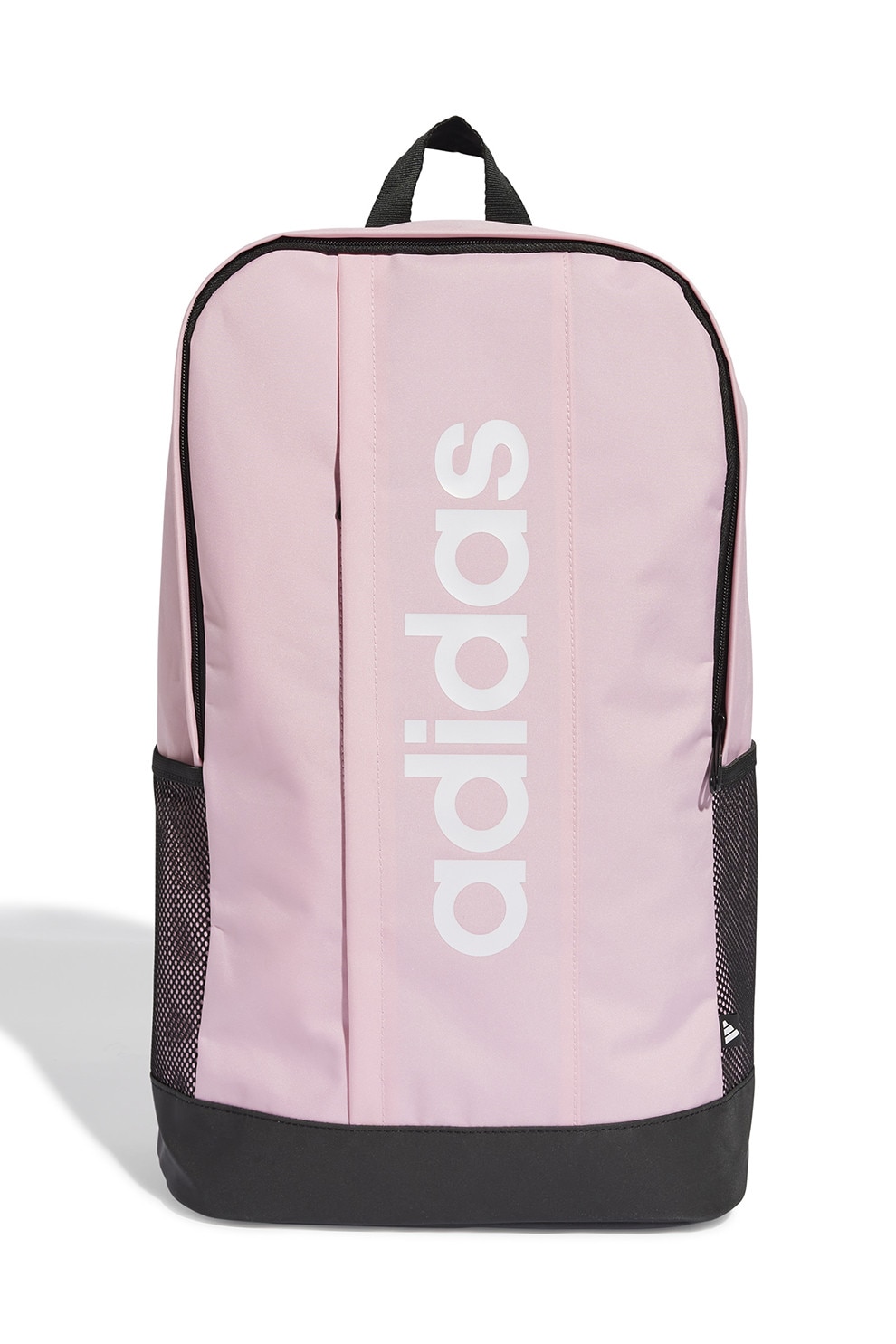 adidas Performance, Rucsac cu imprimeu logo Linear, Alb, Negru stins, Roz pal