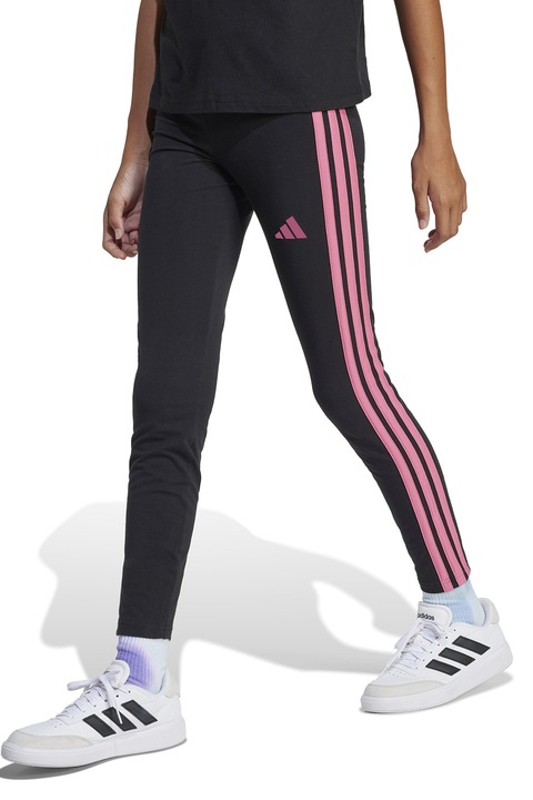 adidas Sportswear, Essentials leggings logóval, Fekete/Rózsaszín