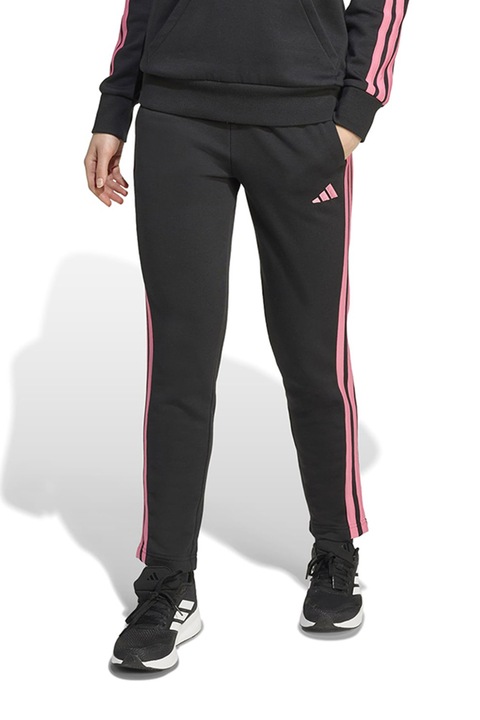 adidas Sportswear, Szűk fazonú húzózsinóros szabadidőnadrág, Fekete/Rózsaszín