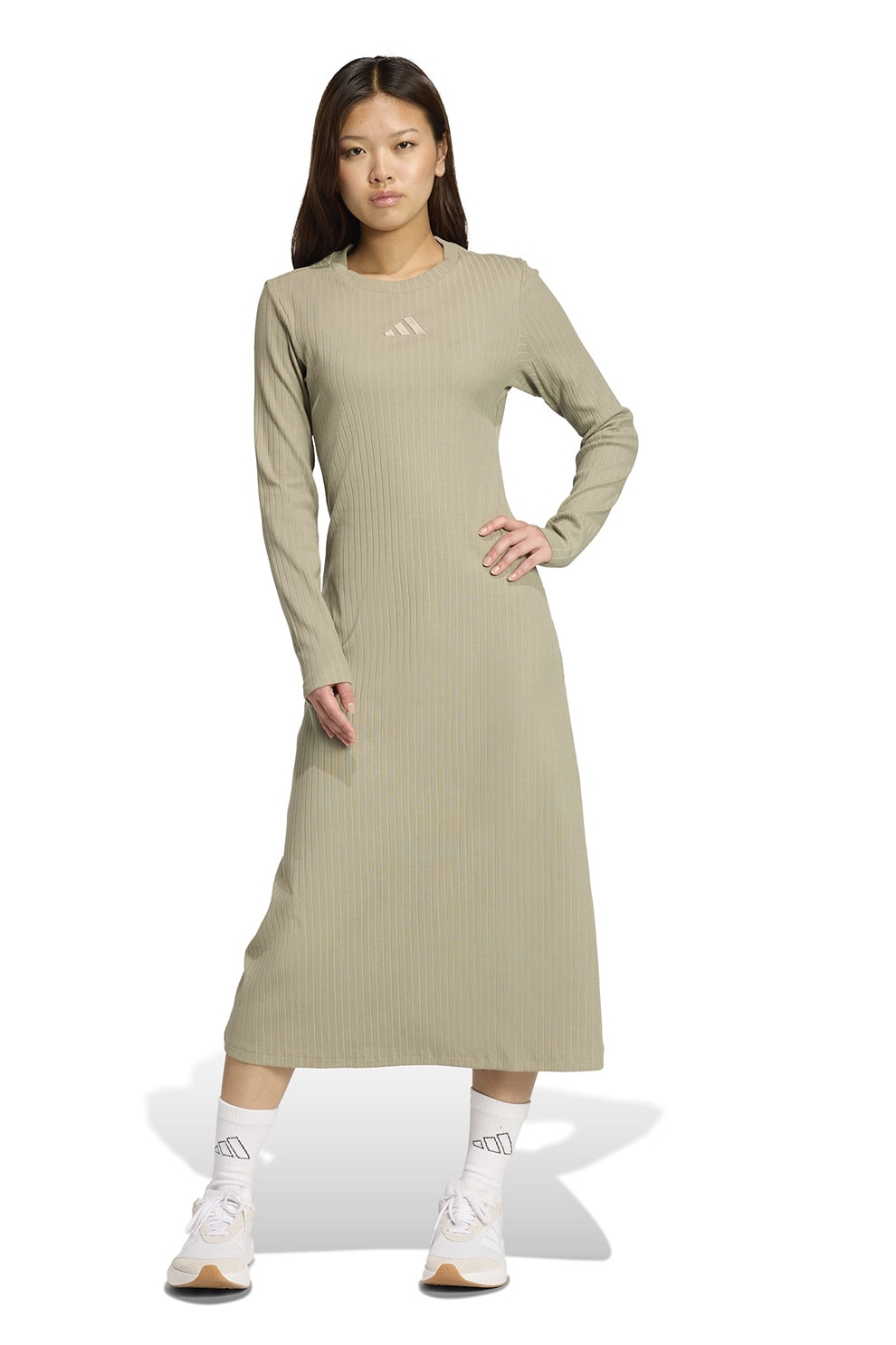 adidas Sportswear, Rochie midi striata, Kaki, XS