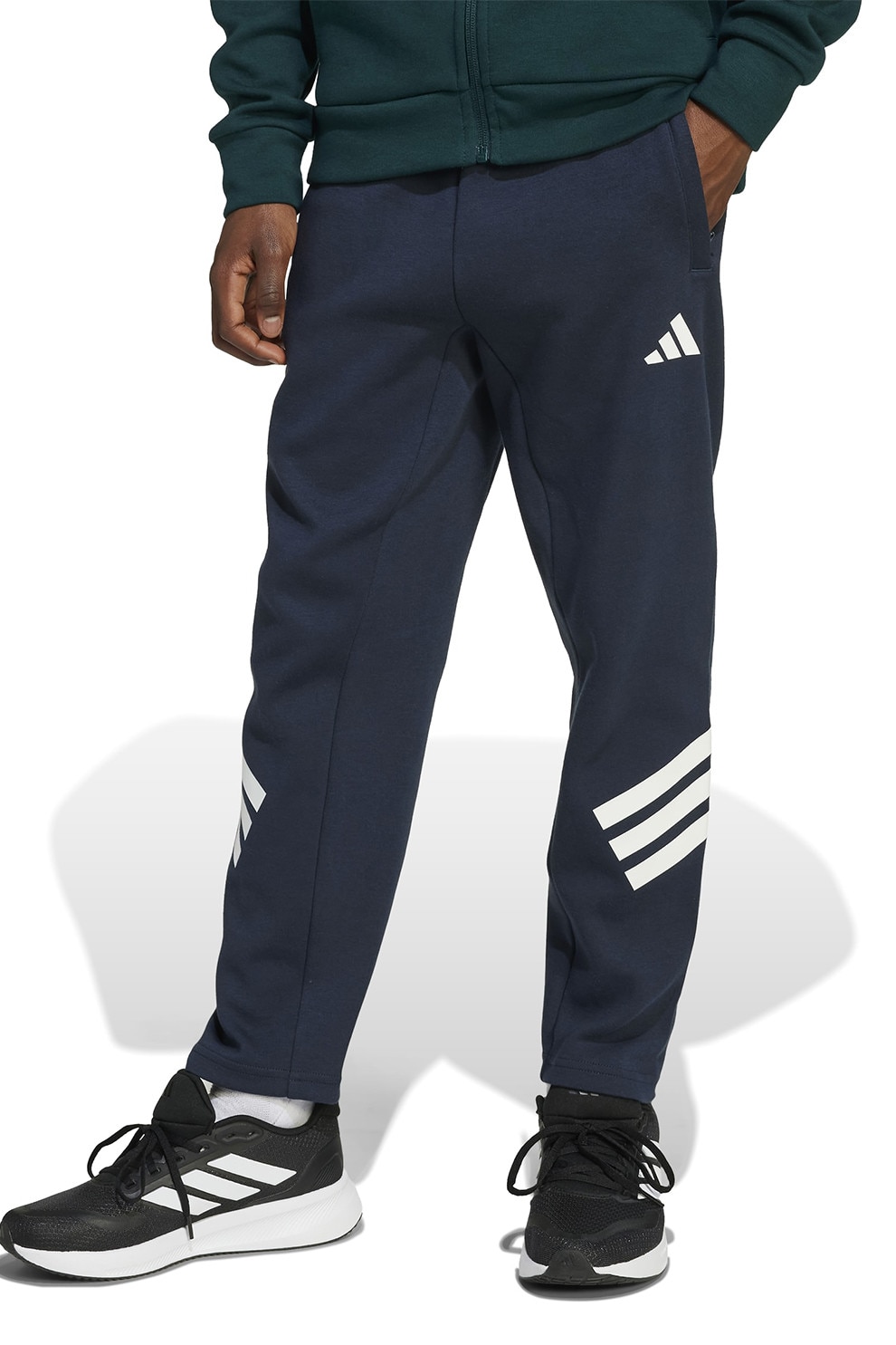 adidas Sportswear, Pantaloni de trening cu snur si buzunare laterale, Alb, Bleumarin, 140 CM