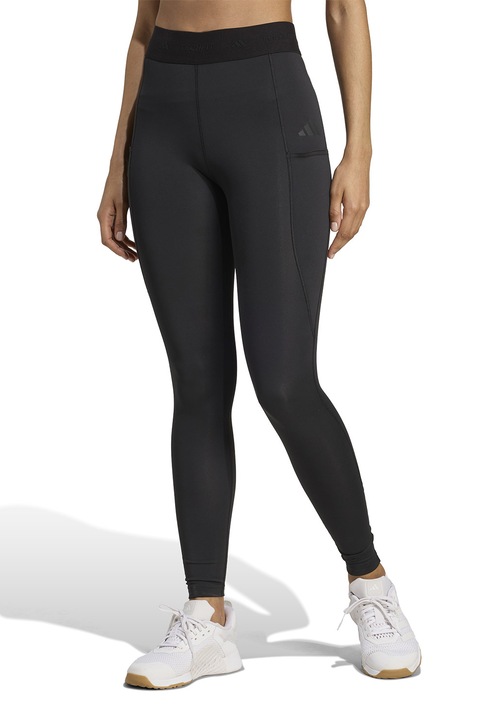 adidas Performance, Colanti cu talie inalta, pentru fitness, Negru