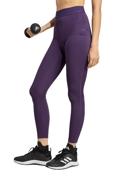 adidas Performance, Colanti cu talie inalta, pentru fitness, Mov inchis