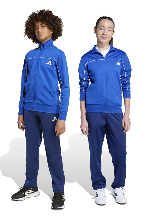 adidas Sportswear, Trening cu fermoar si detalii logo, Alb/Albastru royal