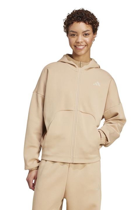 adidas Sportswear, Худи с цип и паднали ръкави, Камел