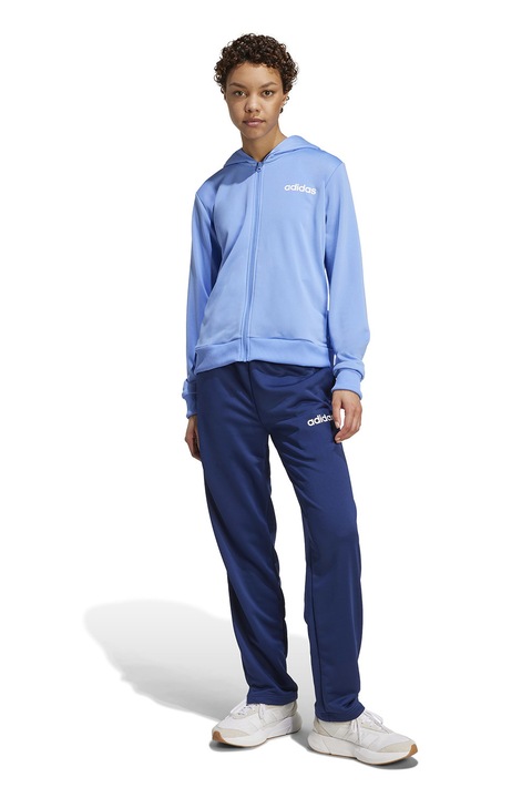 adidas Sportswear, Trening cu detalii logo, Alb/Albastru inchis/Albastru azur