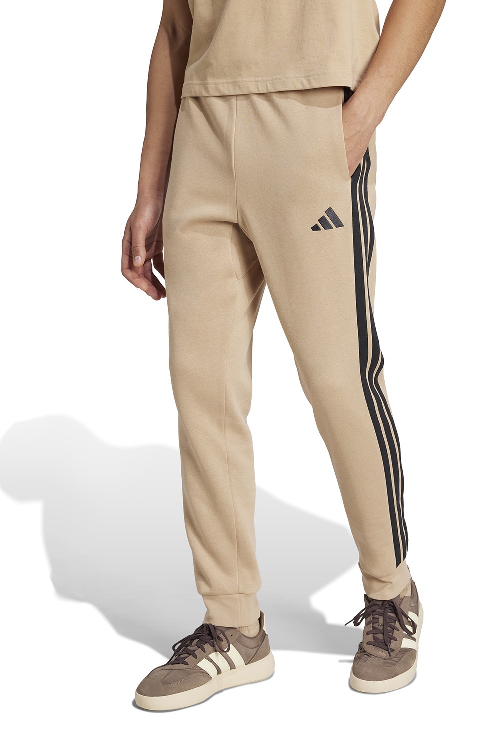 adidas Sportswear, Pantaloni de trening cu logo si snur de ajustare, Negru, Camel, XL