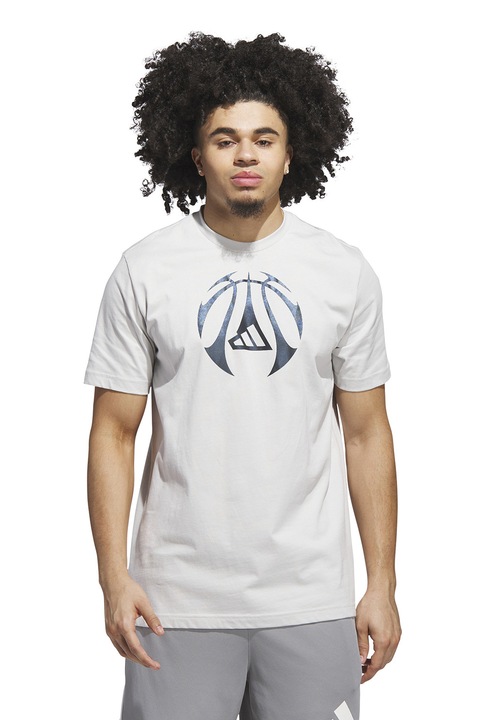 adidas Performance, Памучна бейзболна тениска с овално деколте, Бял/Черен