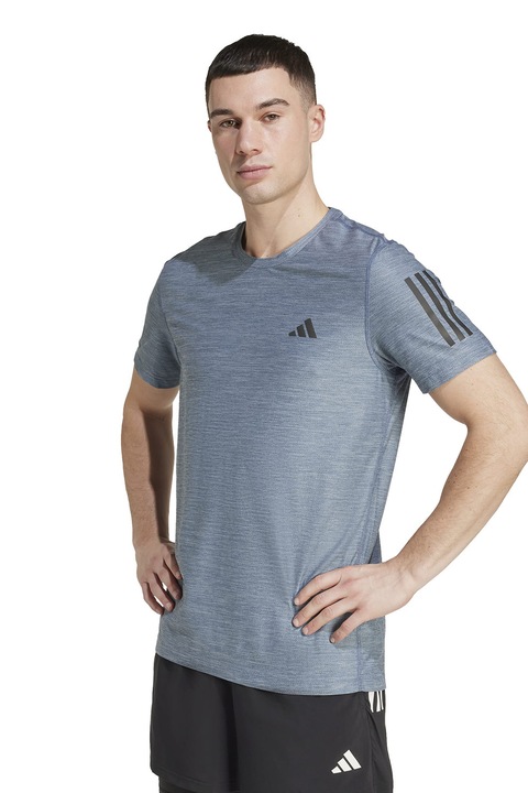 adidas Performance, Тениска за бягане с овално деколте, Черен/Пепеляво сиво