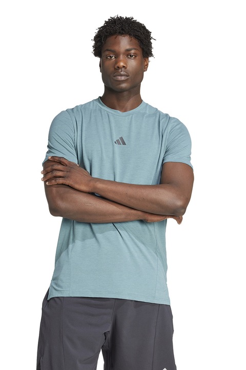 adidas Performance, Фитнес слим тениска D4T, Черен/Пепеляво сиво