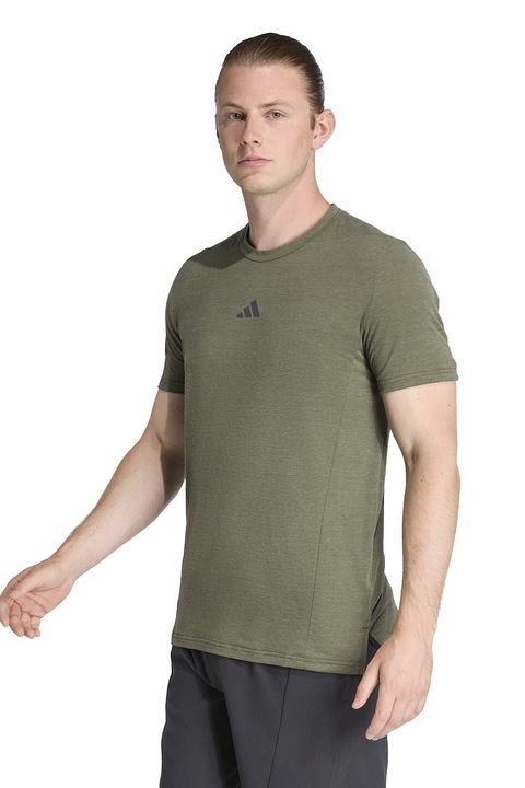 adidas Performance, Фитнес слим тениска D4T, Избеляло черно/Тъмно каки