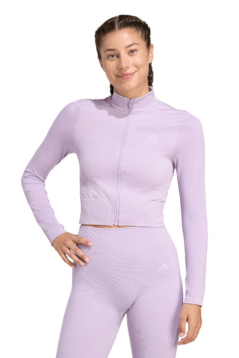 adidas Performance, Къс фитнес суитшърт с цип, Светлолилав