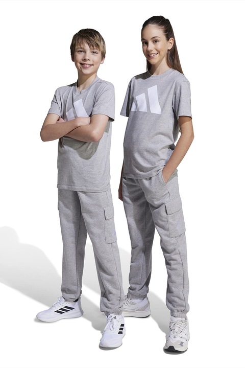 adidas Sportswear, Húzózsinóros cargo szabadidőnadrág, Fehér/Melange szürke