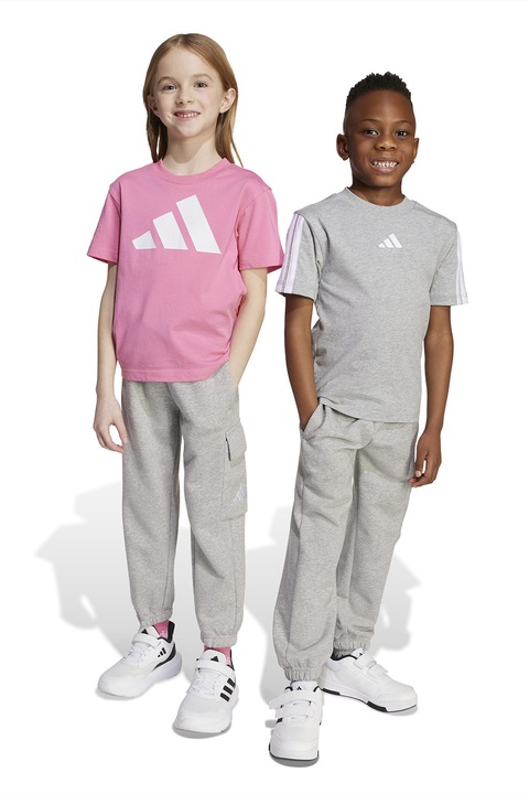 adidas Sportswear, Húzózsinóros szabadidőnadrág zsebekkel, Fehér/Melange szürke