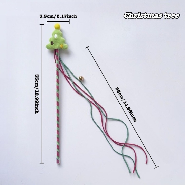 【Craciun】Trasnet de Craciun din colectia "Felici Zile", bat de joc pentru pisici in stilul popular pe Instagram, felinar asemanator cu batul zanelor, jucarie interactiva si de antrenament pentru pisici cu tema cartoon