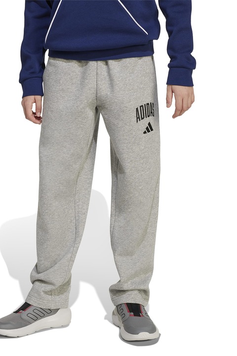 adidas Sportswear, Pantaloni de trening drepti cu logo, Gri deschis melange