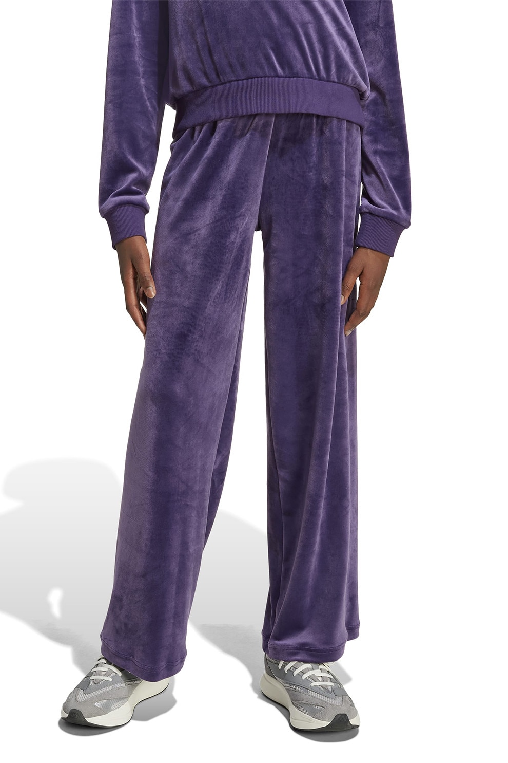 adidas Sportswear, Pantaloni de trening cu aspect catifelat, Violet aubergine, 140 CM