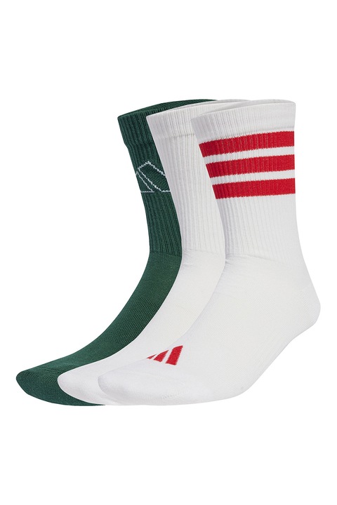 adidas Sportswear, Set de sosete lungi - 3 Perechi, Rosu/Alb/Verde