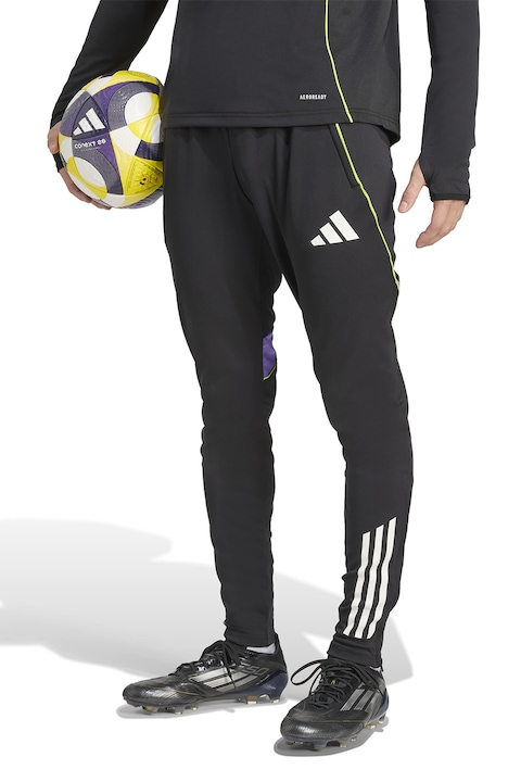 adidas Performance, Szűk fazonú futballnadrág cipzáros szárvégekkel, Fehér/Fekete