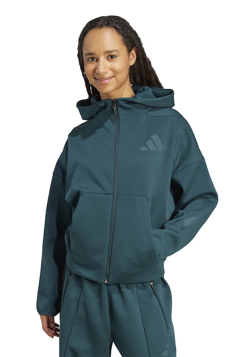 adidas Sportswear, Худи Z.N.E. с паднали ръкави и скосени джобове, Тъмнозелен