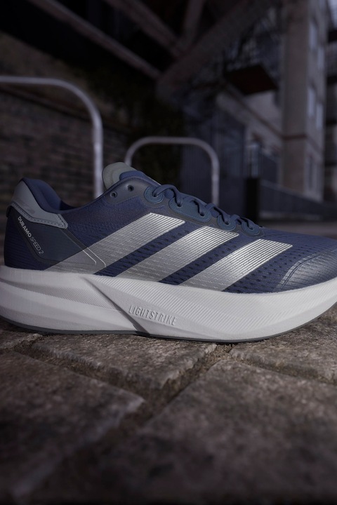 adidas Performance, Pantofi Duramo Speed 2 pentru alergare, Argintiu/Bleumarin