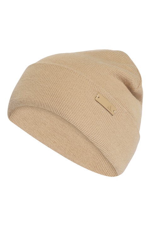 adidas Performance, Унисекс плетена шапка с метално лого, Бежов