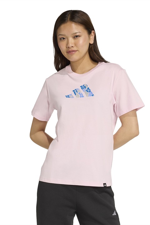 adidas Sportswear, Тениска от памук с лого, Пастелнорозов