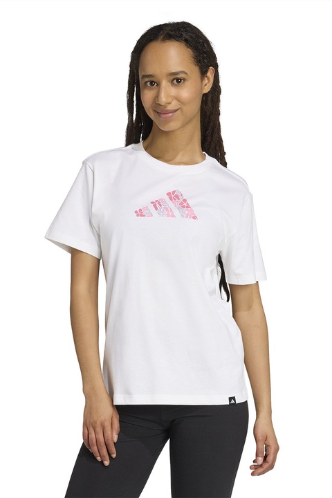 adidas Sportswear, Tricou din bumbac cu imprimeu logo, Alb