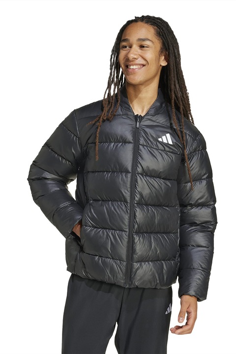 adidas Sportswear, Jacheta cu fermoar si logo, Negru