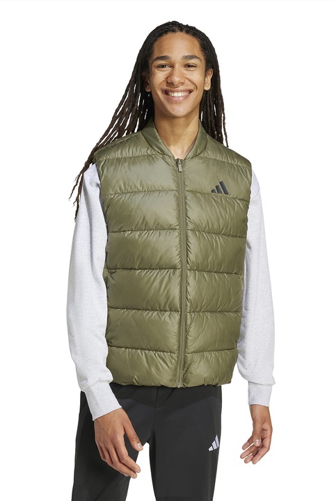 adidas Sportswear, Vesta cu fermoar si logo, Kaki, L