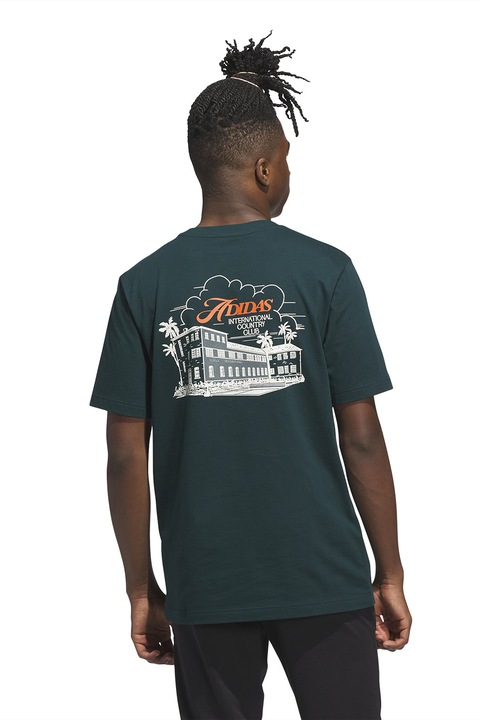 adidas Sportswear, Kerek nyakú mintás póló, Angolzöld