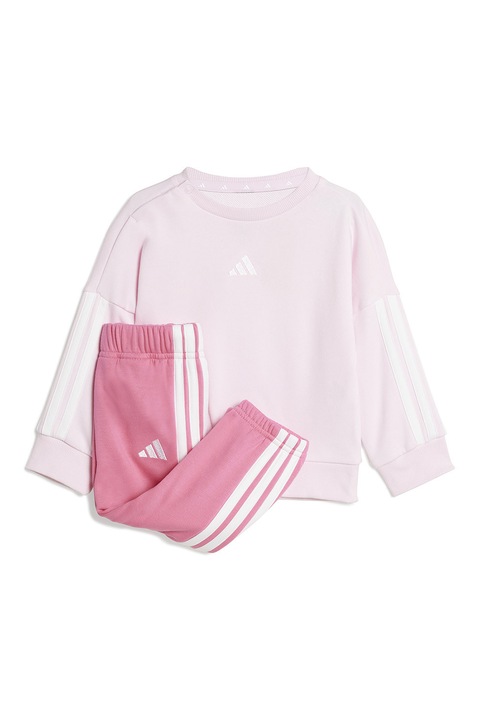 adidas Sportswear, Trening din amestec de bumbac cu decolteu la baza gatului, Alb/Roz pastel
