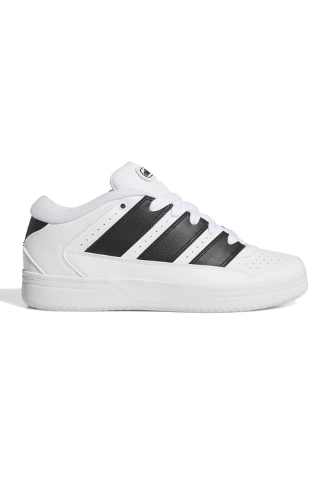 adidas Sportswear, Pantofi sport de piele ecologica cu detalii perforate Breakstar, Alb fildes/Negru stins