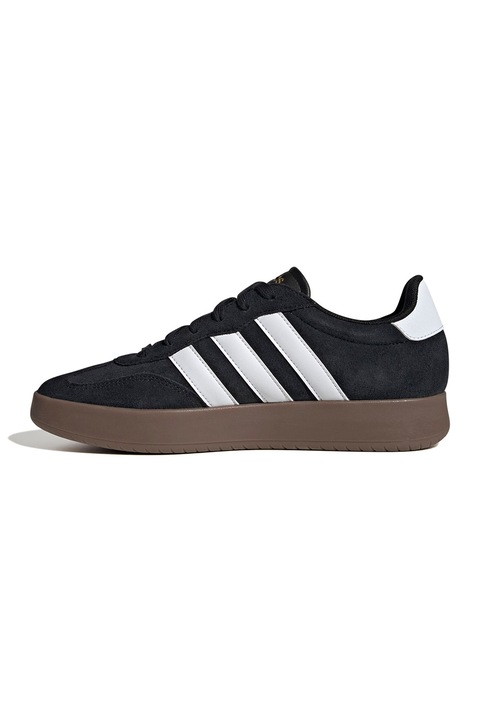 adidas Sportswear, Pantofi sport din piele intoarsa cu insertii din piele ecologica Barreda, Alb/Negru