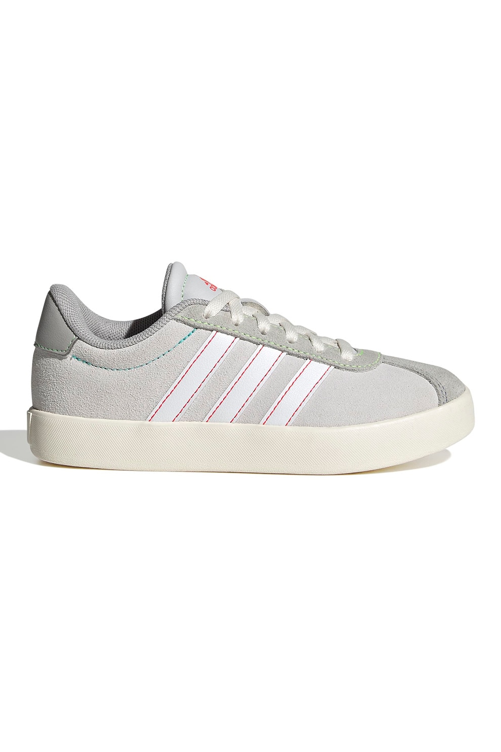 adidas Sportswear, Pantofi sport VL Court 3.0 de piele intoarsa, Alb, Gri deschis, 33 EU