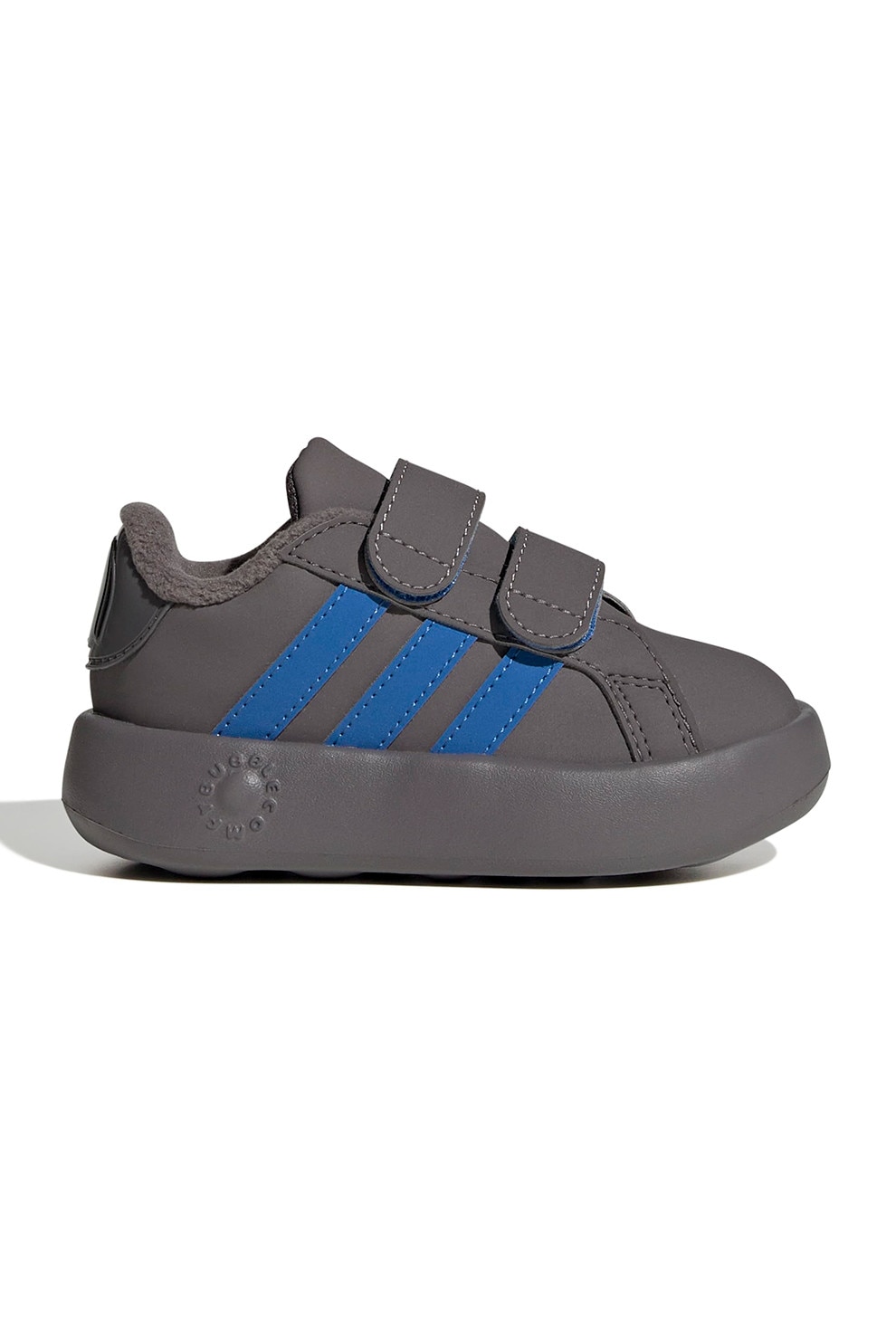 adidas Sportswear, Pantofi sport din piele ecologica cu banda dubla cu velcro Grand Court, Albastru royal, Gri inchis, 20 EU
