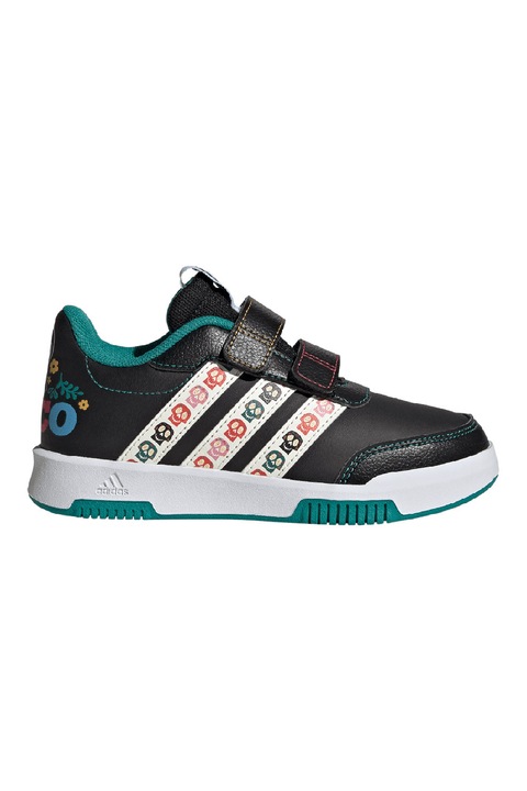 adidas Sportswear, Pantofi sport cu velcro si garnituri cu imprimeu, Alb/Negru/Verde aquamarin