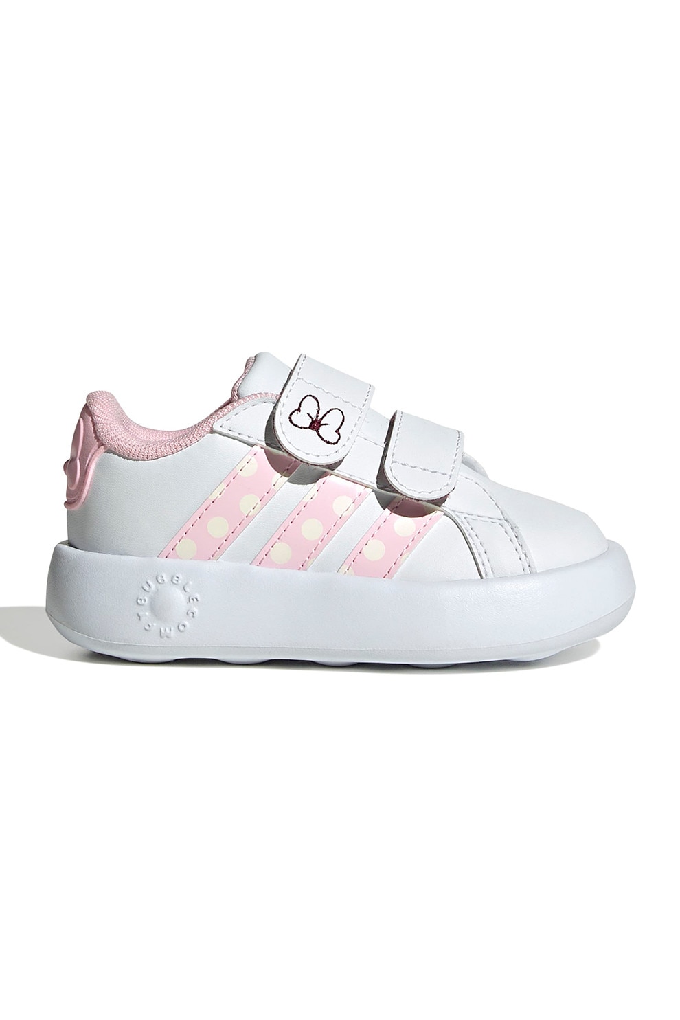 adidas Sportswear, Pantofi sport cu velcro Minnie Mouse Grand, Alb, Roz deschis, 27 EU