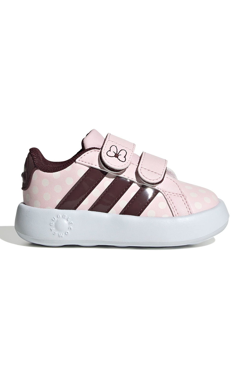adidas Sportswear, Pantofi sport cu velcro Minnie Mouse Grand, Visiniu, Roz deschis, 26.5 EU