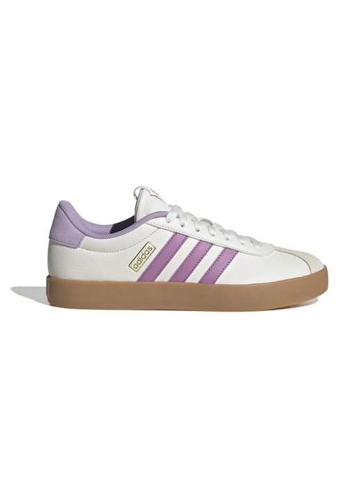 adidas Sportswear, Pantofi sport VL Court 3.0 cu detalii de piele intoarsa, Alb/Violet