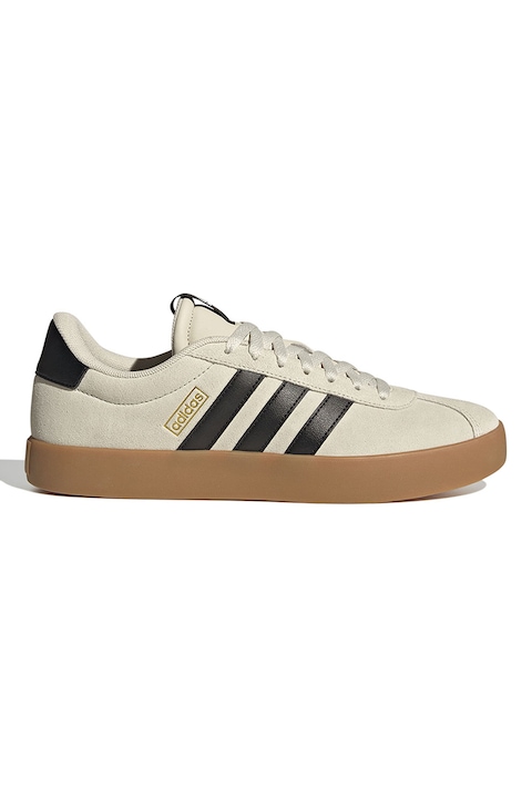 adidas Sportswear, Pantofi sport VL Court 3.0 de piele intoarsa, Negru/Alb murdar