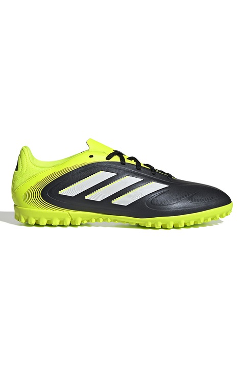 adidas Performance, Pantofi sport din piele ecologica Copa 3 Court Club, Negru/Verde neon