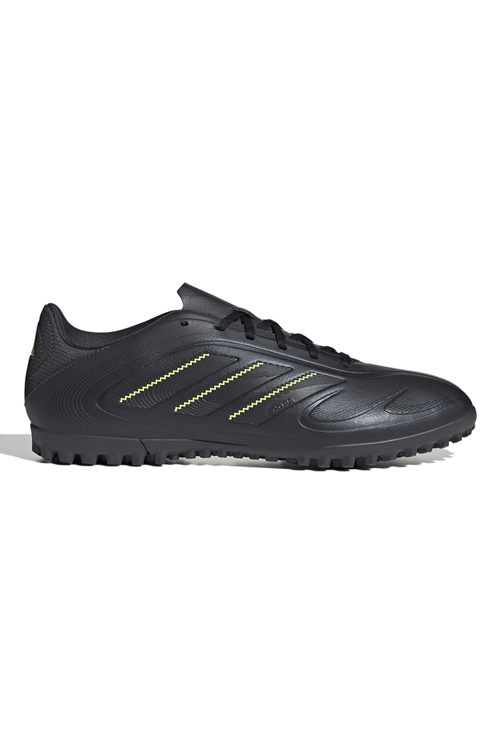 adidas Performance, Pantofi sport din piele ecologica Copa 3 Court Club, Negru, Verde lime, 7.5