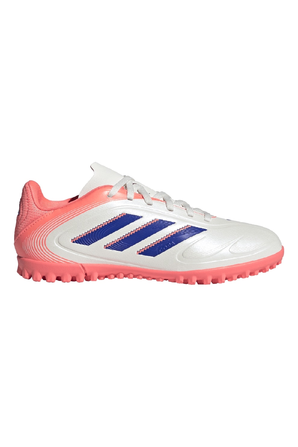 adidas Performance, Pantofi din piele ecologica pentru fotbal Copa Pure 3 Club, Alb, Coral, 35.5 EU