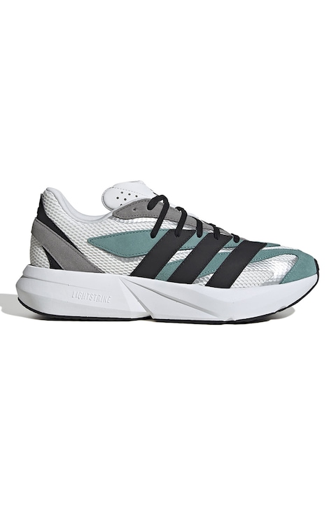 adidas Sportswear, Pantofi sport Lightblaze cu insertii de piele intoarsa, Alb/Verde persan