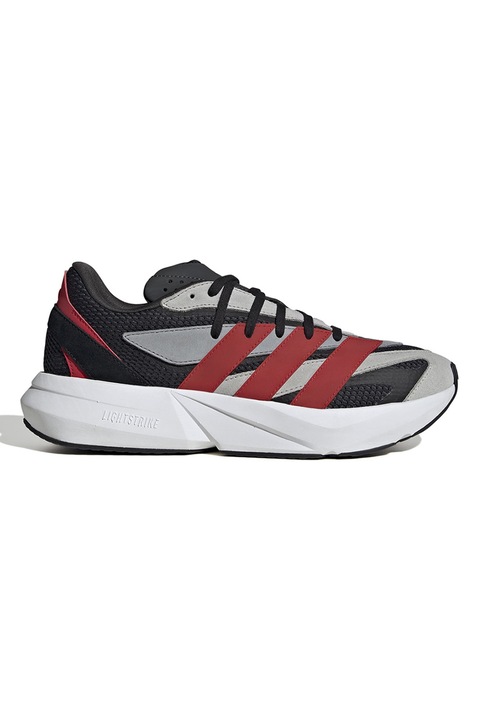 adidas Sportswear, Pantofi sport Lightblaze cu insertii de piele intoarsa, Rosu/Negru/Gri inchis