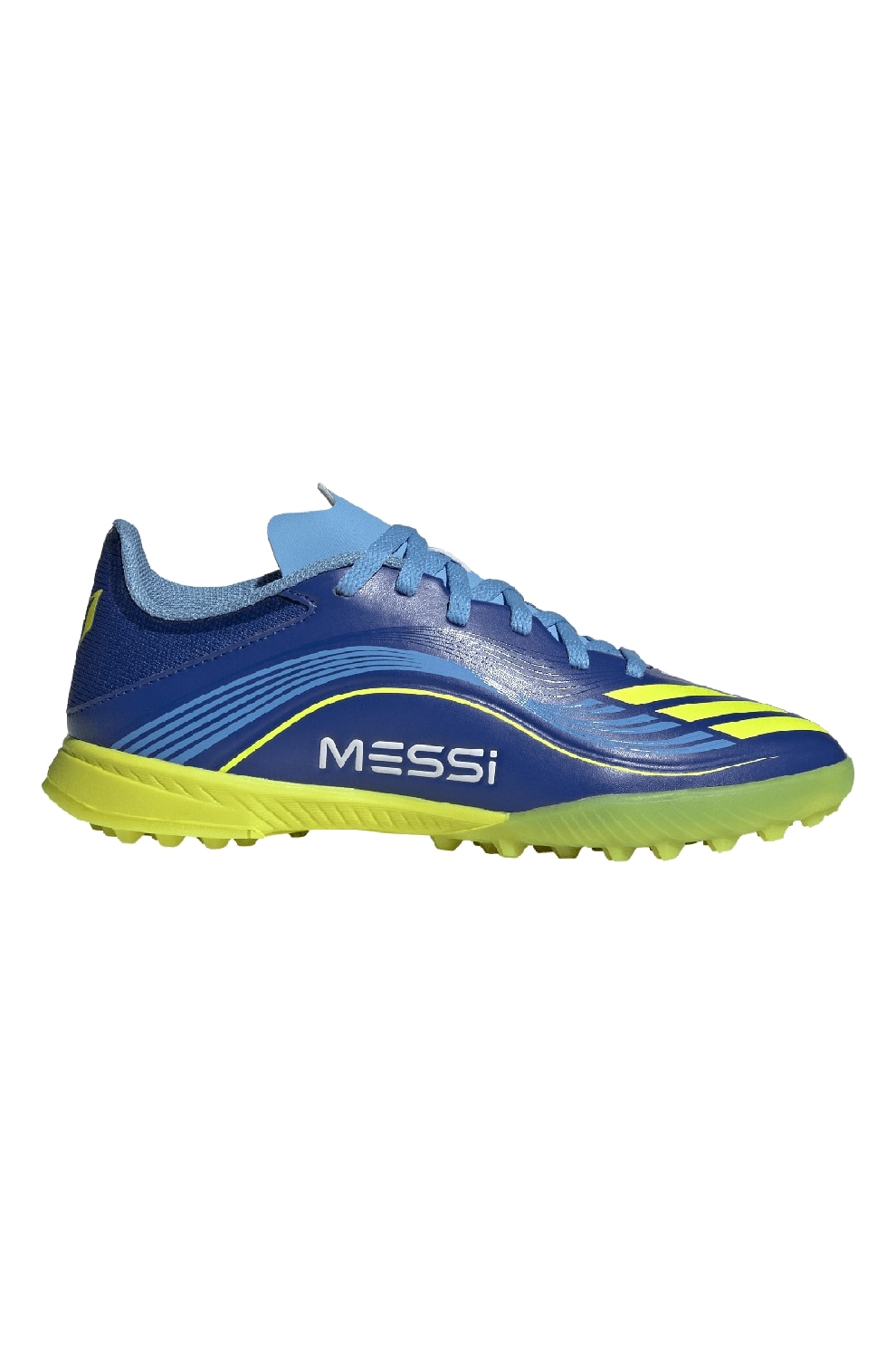 adidas Performance, Pantofi pentru fotbal F50 Messi League, Verde lime, Albastru, 36 EU