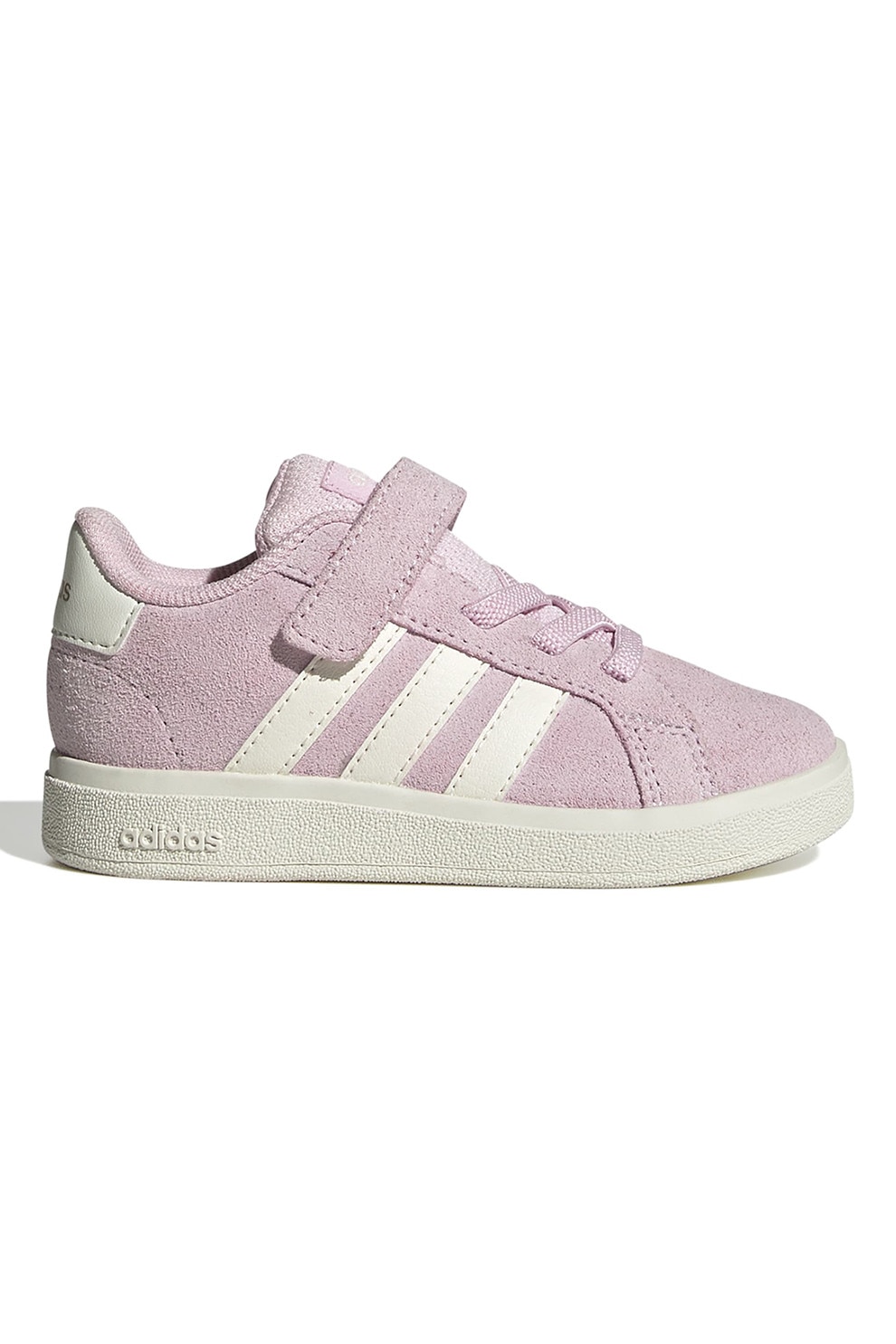 adidas Sportswear, Pantofi sport Grand Court cu velcro, Alb murdar, Roz, 24 EU