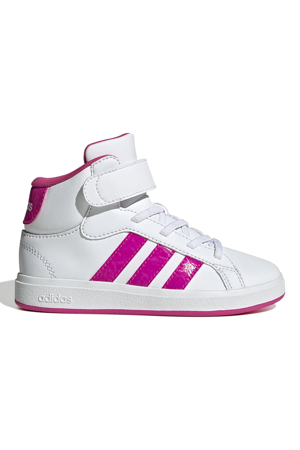 adidas Sportswear, Pantofi sport mid-high din piele ecologica Grand Court, Alb, Fucsia, 30 EU