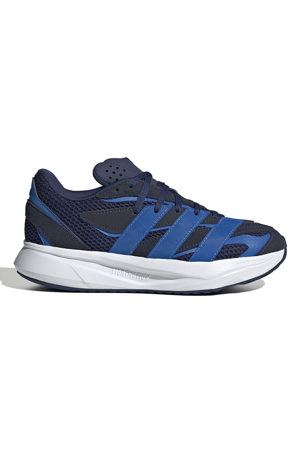adidas Sportswear, Pantofi sport Lightblaze cu garnituri din piele, Albastru inchis, Bleumarin, 36 EU